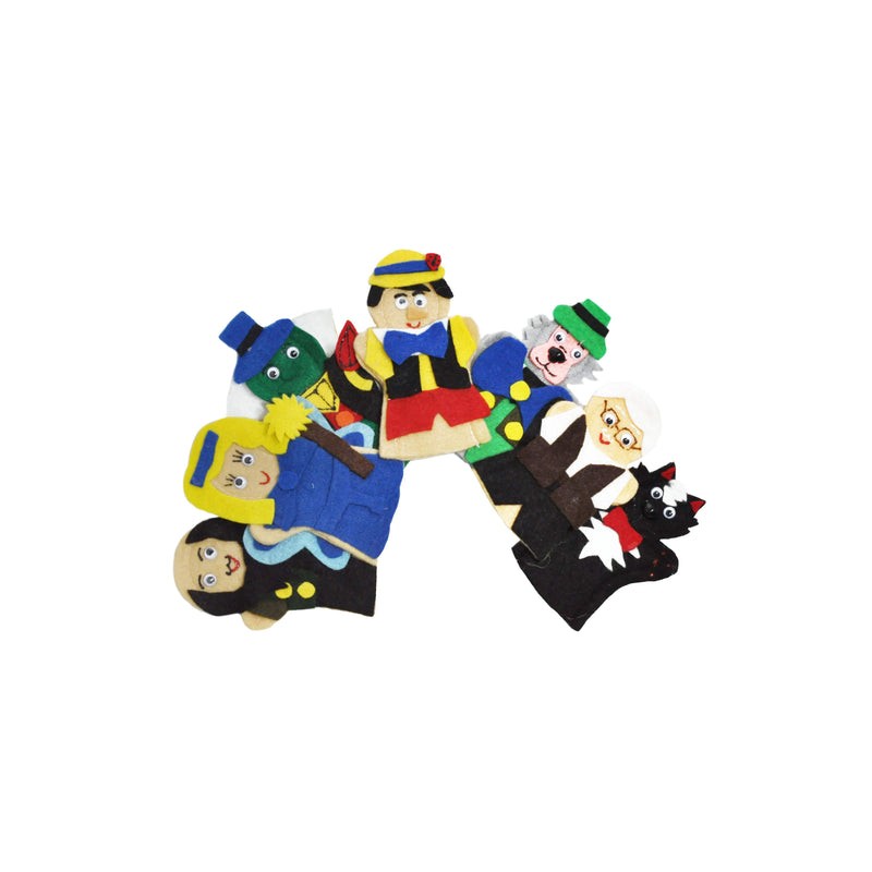 Juego de 7 Títeres Digitales Pinocho